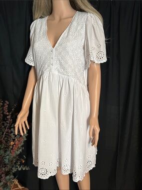 NWT LOFT EYELET WHITE DRESS 12